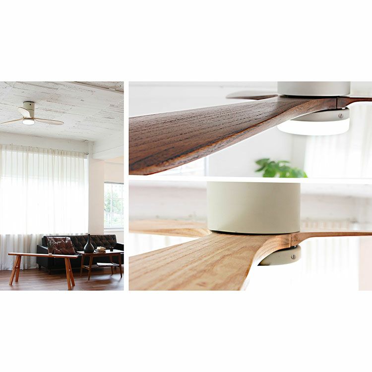 【限定クーポンで5%OFF！】Modern Collection LED シーリングファン REAL wood blades 昼白色 リモコン付き JE-CF004M  WH（ホワイト）