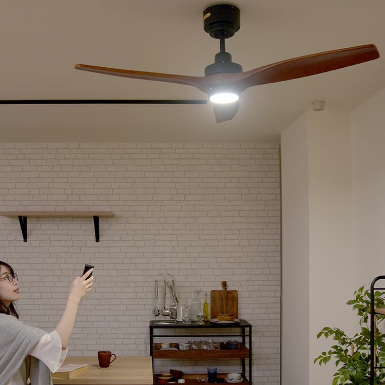 【限定クーポンで5%OFF！】LED シーリングファン JE-CF044 DCモーター REAL wood blades 公式店 LED内蔵 WH（ホワイト）
