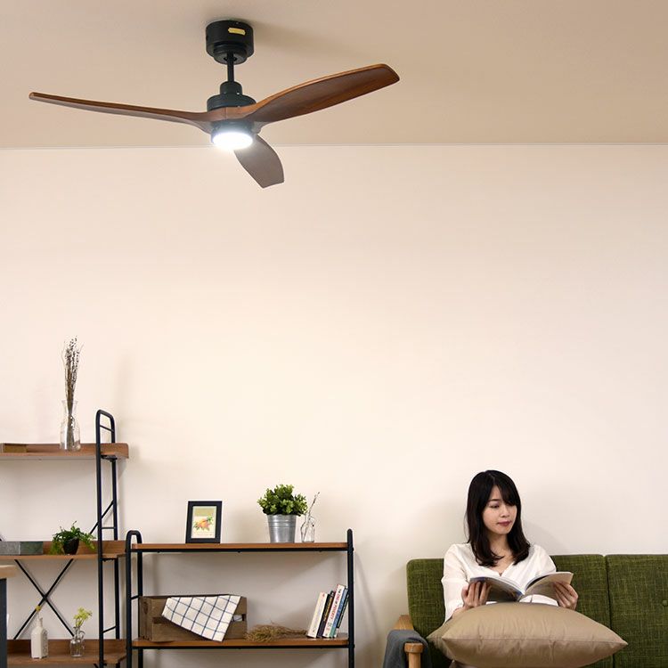 【限定クーポンで5%OFF！】LED シーリングファン JE-CF044 DCモーター REAL wood blades 公式店 LED内蔵 WH（ホワイト）