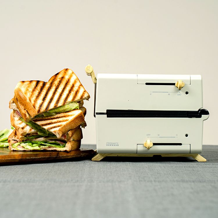 【限定クーポンで5%OFF！】RD（レッド）グリルホットサンドメーカー 3種のプレートと楽しく使えるレシピブック付 PR-SK033 PRISMATE プリズメイト 公式店