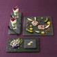 天然石・25cmスクエアスレートプレート(ブラック) 石製品 黒色 漆黒 スクエアプレート 正方形 四角皿 長角皿 ディナープレート メインプレート 自然石 ストーン 食器 おしゃれ かっこいい 陶器のふる里  trys光（まるかR8230062）