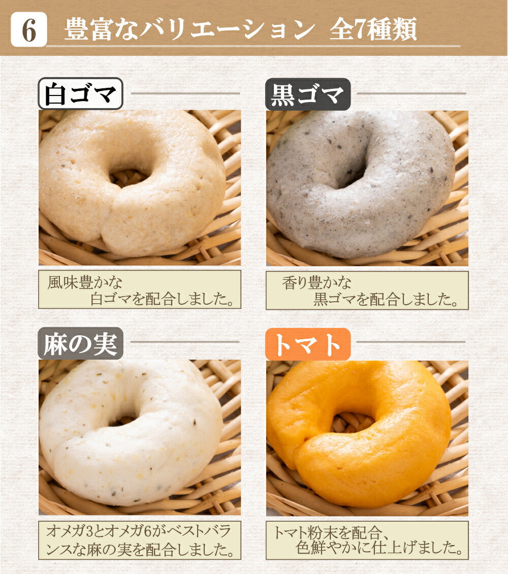 米粉パン グルテンフリー 7種33個セット（11個入×3ケース）減農薬栽培米 国産 福井県産 短粒種と長粒種のブレンドミックス ベーグル 風米粉パン きぼうの米粉パン 白ごま 黒ごま 麻の実 トマト 紫芋 加賀棒茶 レッドビート