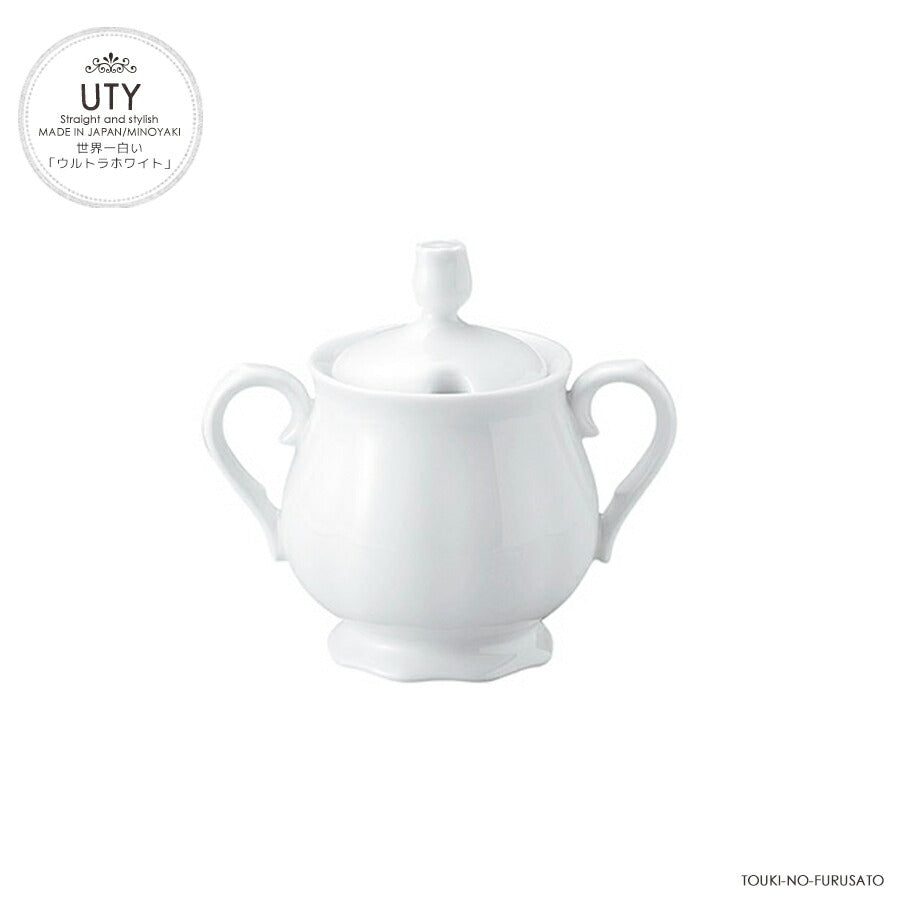ＵＴＹシュガー 容量220cc 白磁強化食器 シュガーポット 業務用 絵付け ポーセリンアート 卓上小物  ホワイト 白い食器  陶器のふる里  stockヤ