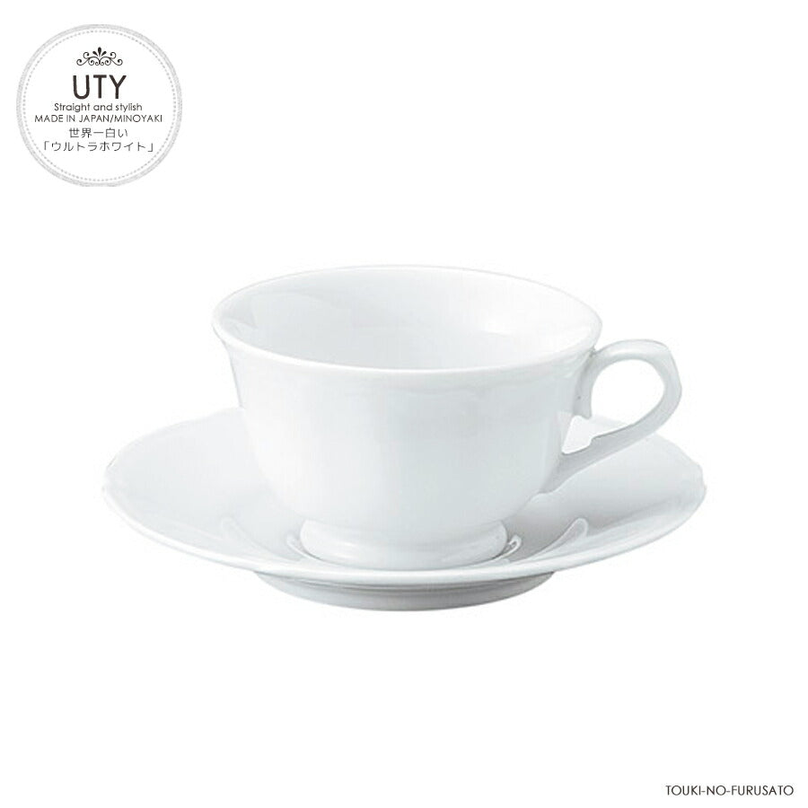UTY 紅茶碗皿 白磁強化食器 カップ＆ソーサー 業務用   陶器のふる里  stockヤ