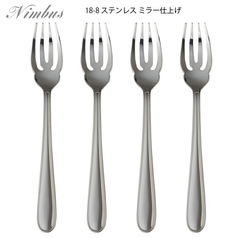 【メール便可】「ラッキーウッド」18-8ステンレス ニンバス パスタフォーク4本セット まとめ買い  ネコポス 日本製・新潟県燕市 小林工業株式会社