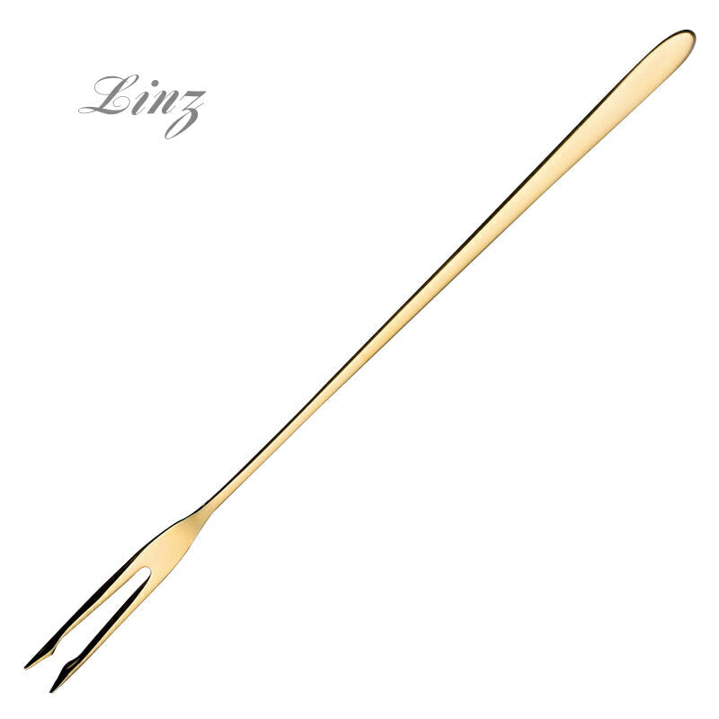 【メール便可】ラッキーウッド 18-10ステンレス／24金仕上 リンツフォンジュ＆オードブルフォークL 10441-050 小林工業株式会社