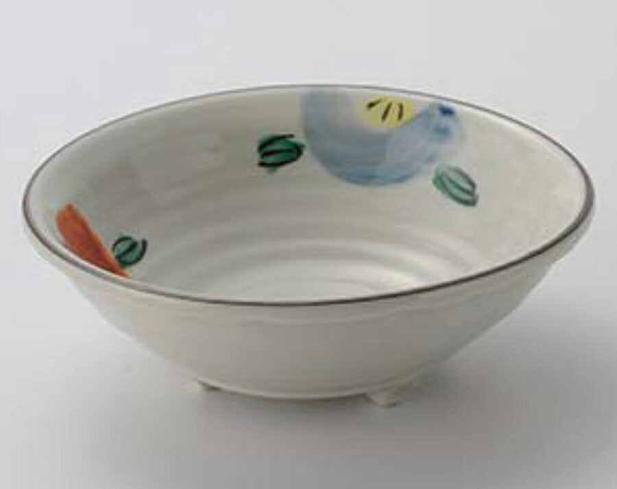 椿染錦三つ足刺身鉢  直径16cm 高5.5cm 刺身鉢 中鉢  深皿 割烹の器  和ボウル ボール 和食器 食器 美濃焼 国産 煮物鉢 国産食器 ツバキ つばき 花 陶器のふる里  stockヤ