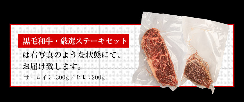 【50人シェア買い企画】九州産黒毛和牛 厳選ステーキセット ヒレ200g サーロイン300g