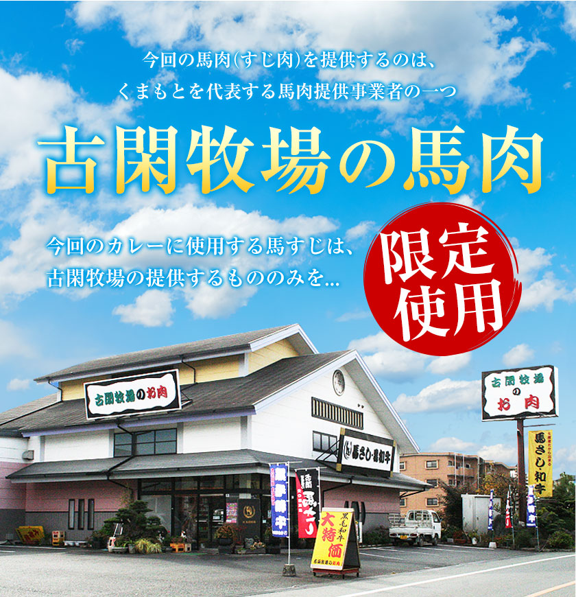 【肉の旨味を味わう！お肉の比率約50％！】古閑牧場の馬すじカレー 200g×2袋