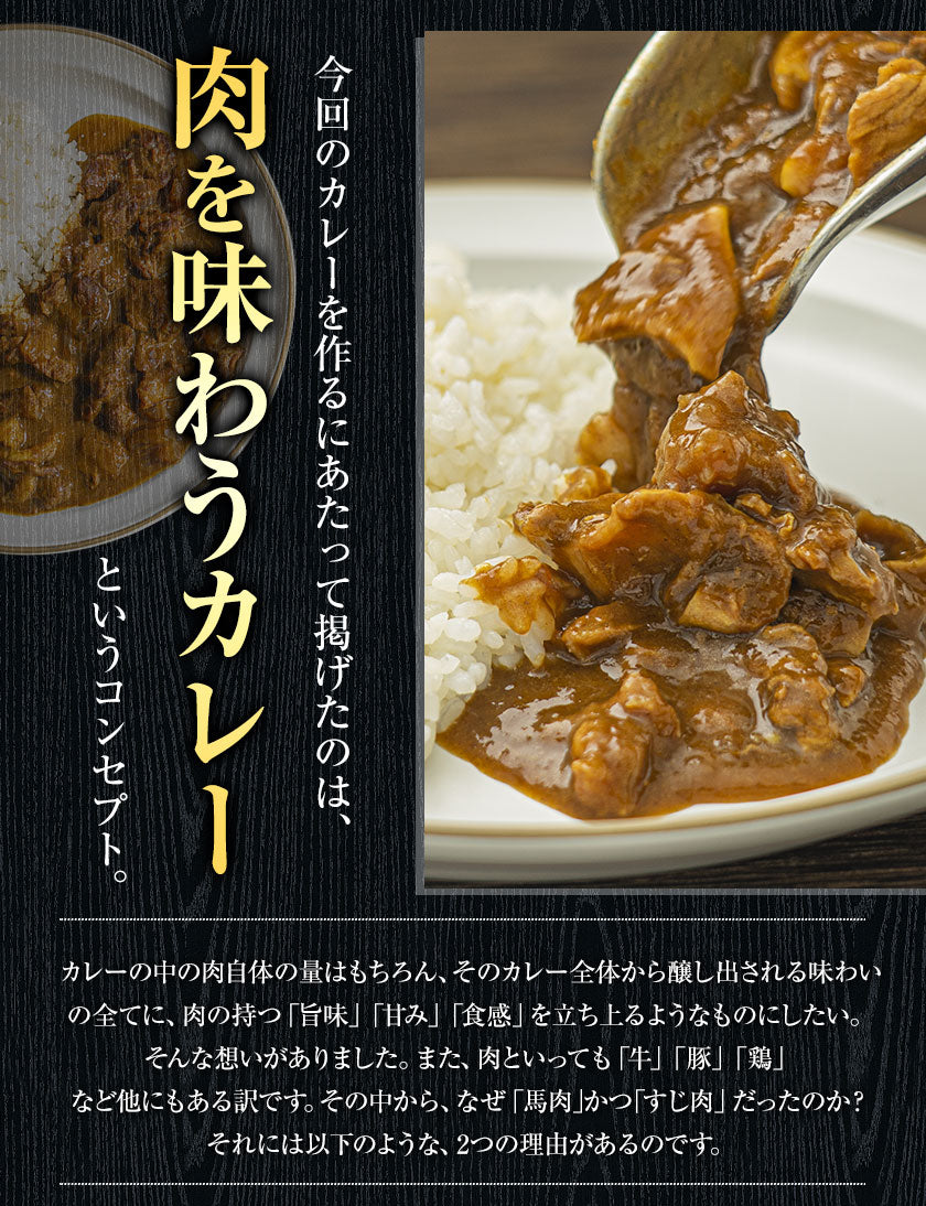 【肉の旨味を味わう！お肉の比率約50％！】古閑牧場の馬すじカレー 200g×2袋