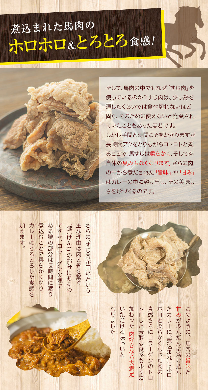 【肉の旨味を味わう！お肉の比率約50％！】古閑牧場の馬すじカレー 200g×2袋 レトルト食品 惣菜 パック インスタント 馬肉 お取り寄せ ご自宅用 送料無料