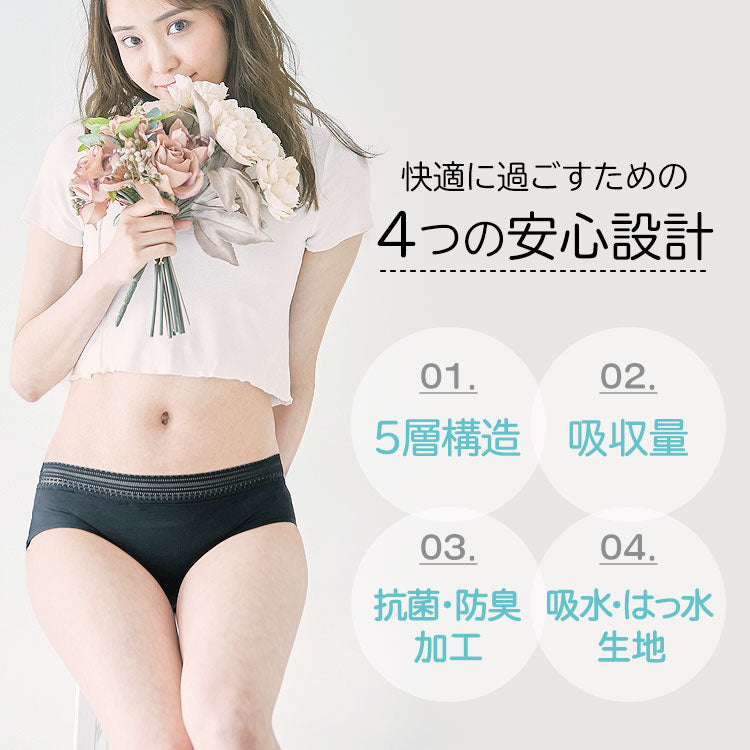 【ノーマルタイプ/Sサイズ】 吸水サニタリーショーツ 《ナプノン》  吸水 吸収 サニタリー 生理用 パンツ ナプキン不要 吸収型 吸水型 抗菌 防臭 抗菌 ジュニア フェムテック フェムケアニーズ ナプキンがいらない レディース インナー 生理用ショーツ   Premina プレミーナ