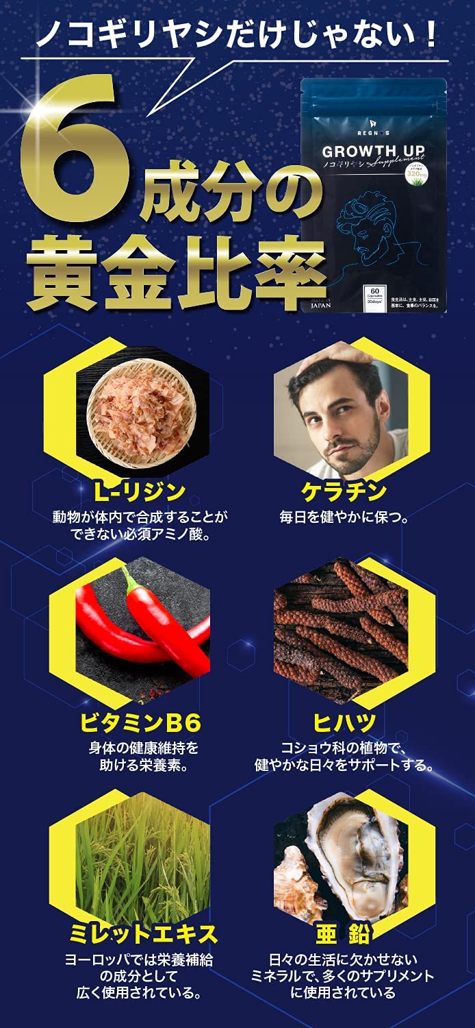 メンズ　ノコギリヤシサプリメント　健康食　高純度　60粒（30日分）　REGNOS（レグノス）男性用