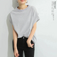 【SUPER在庫処分市】ショルダータックTシャツ（白地杢グレーボーダー/FREEサイズ）