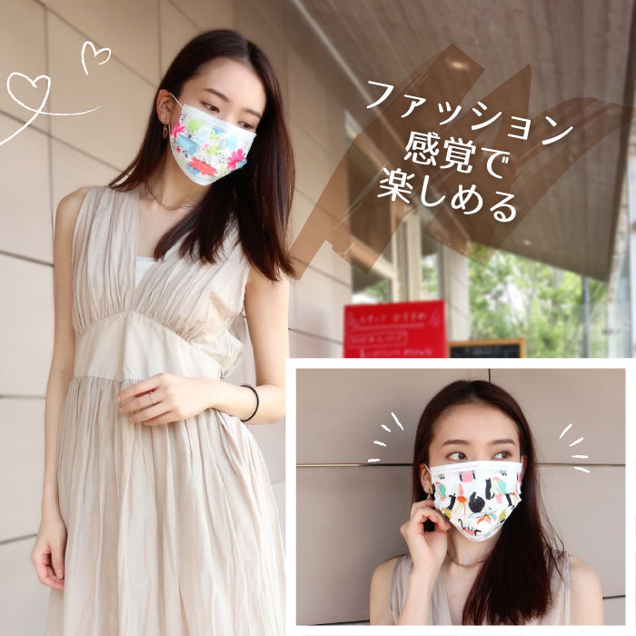 デザイン柄不織布マスク 15枚入り Retro Dots