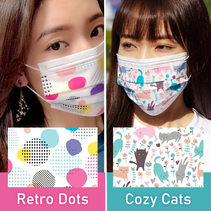 デザイン柄不織布マスク 15枚入り Pastel Leopard