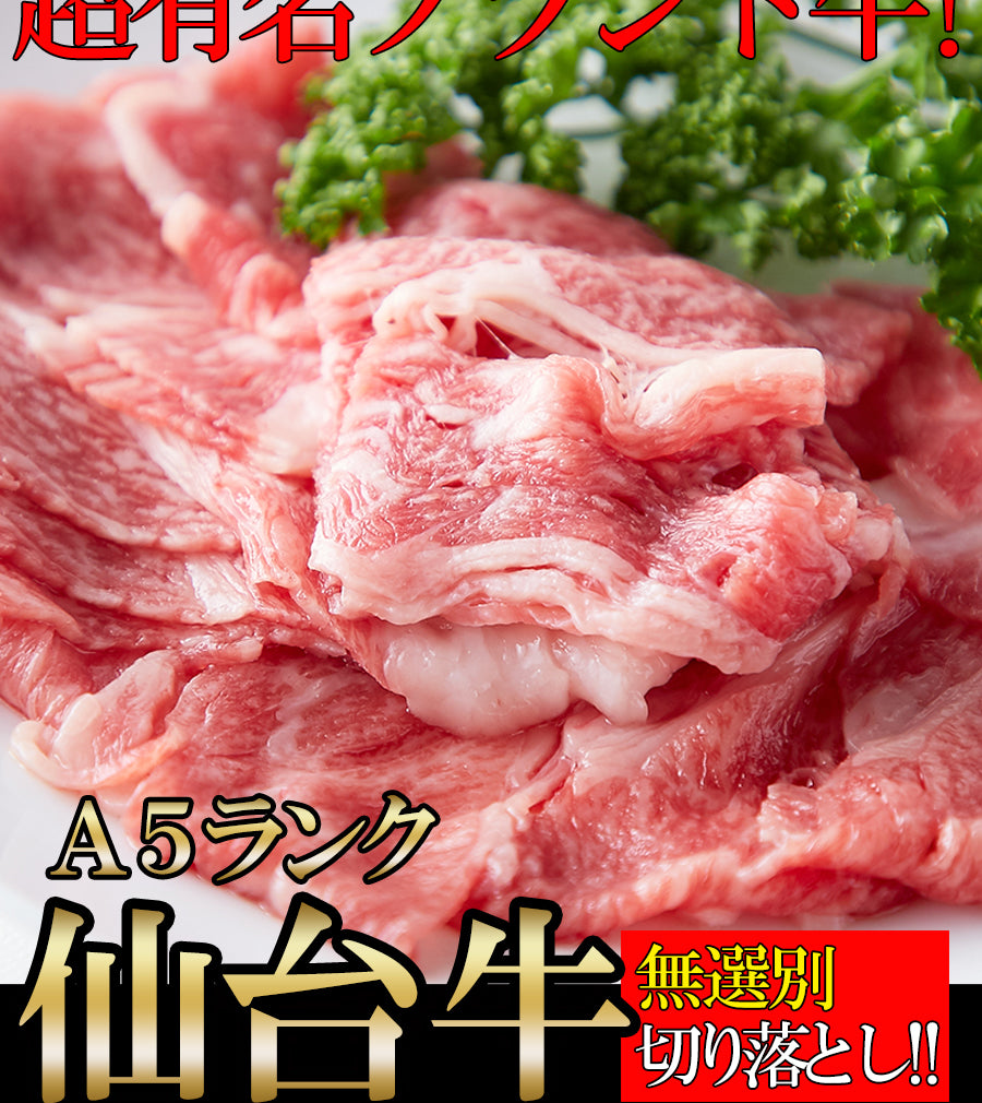仙台牛 切り落とし(500g) / A5ランク 牛肉 冷凍商品 ブランド牛 ご褒美 焼肉 しゃぶしゃぶ すき焼き シチュー パーティー [冷凍]