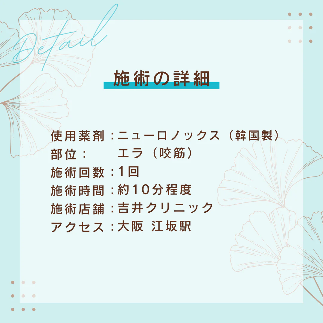 ボツリヌストキシン（ニューロノックス）エラ（咬筋）・吉井クリニック【美容クリニックチケット】