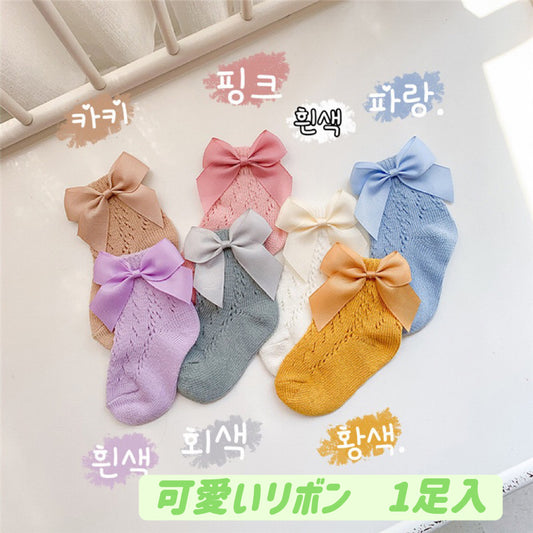 お徳3足セット 　L：18cm-20cm　（5歳ー8歳） 即納　子供　靴下　リボン　女の子　通気性　夏　ソックス　キッズ　発表会　韓国風　幼稚園　保育園