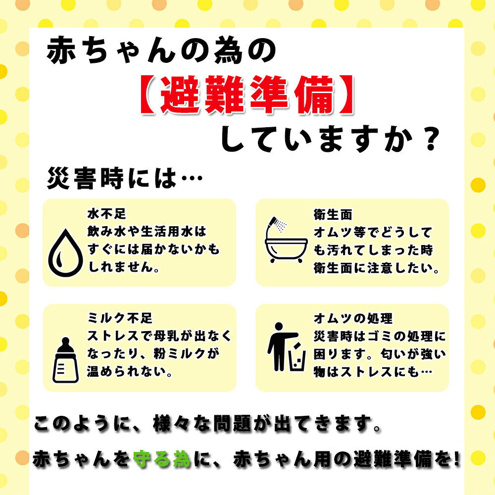 ベビー 防災セット 1人用 使い切りほ乳ボトル 赤ちゃん用 乳幼児用 防災グッズ セット 哺乳瓶ミルク温め おむつ袋 おしりふき 保存水 赤ちゃん 子ども用 こども用 避難セット kids 防災用品 非常用持ち出し袋 中身