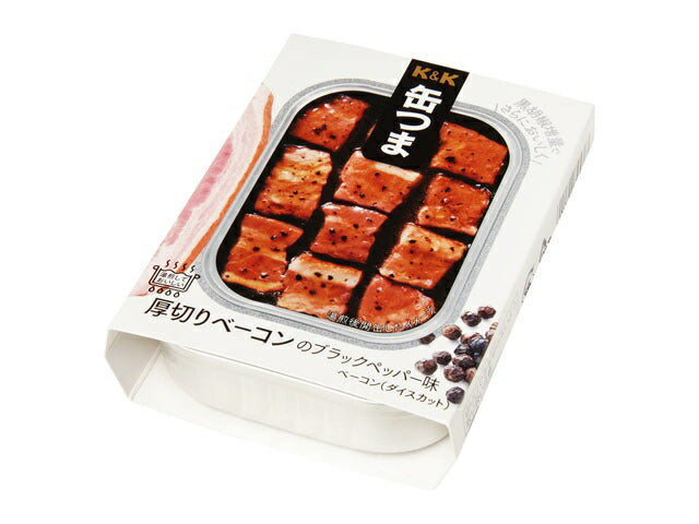 【送料無料】K&K 缶つま 厚切りベーコンのブラックペッパー味 105g×12個