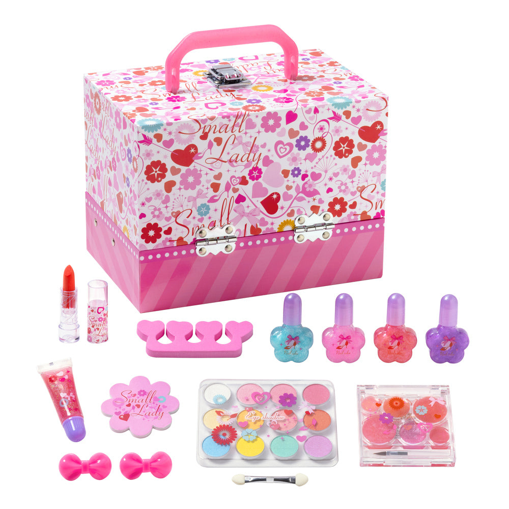 【PINKBOX・化粧品】 バニティ メイクボックス キッズ メイクセット 女の子 通販 コスメセット 化粧品セット メイクアップセット メイクアップボックス おままごと ごっこ遊び 知育玩具 かわいい メイク 化粧