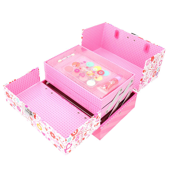 【PINKBOX・化粧品】 バニティ メイクボックス キッズ メイクセット 女の子 通販 コスメセット 化粧品セット メイクアップセット メイクアップボックス おままごと ごっこ遊び 知育玩具 かわいい メイク 化粧