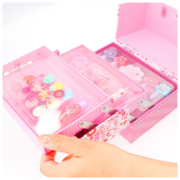【PINKBOX・化粧品】 バニティ メイクボックス キッズ メイクセット 女の子 通販 コスメセット 化粧品セット メイクアップセット メイクアップボックス おままごと ごっこ遊び 知育玩具 かわいい メイク 化粧