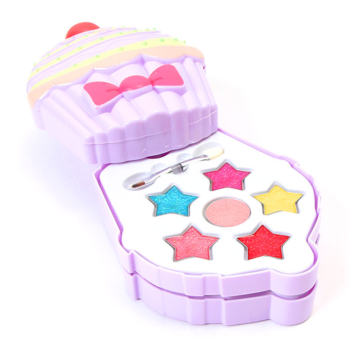 【カップケーキ】 メイクパレット キッズコスメ 水で落とせる 通販 キッズ 肌に優しい メイクセット メイクボックス アイシャドウ リップグロス メイク パレット カップケーキ型 かわいい キュート 小学生