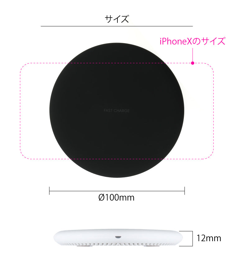 当店限定 （ホワイト）頑丈USB iPhoneX ワイヤレス充電 急速充電 iPhone 無線充電器 置き型 17-bat13