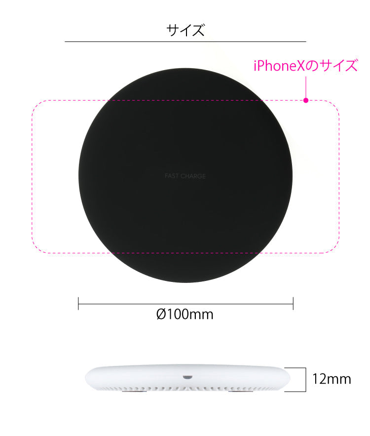 当店限定 （ホワイト）頑丈USB iPhoneX ワイヤレス充電 急速充電 iPhone 無線充電器 置き型 17-bat13