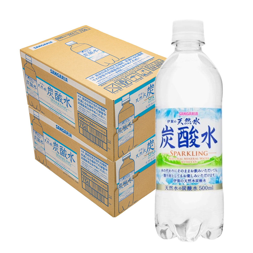 送料無料 サンガリア 伊賀の天然水炭酸水 500ml×2ケース