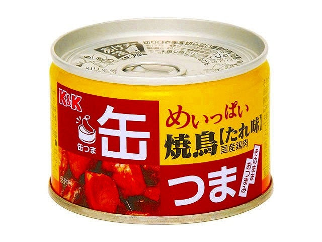 【送料無料】K&K 缶つま めいっぱい焼鳥 たれ味 135g×24個