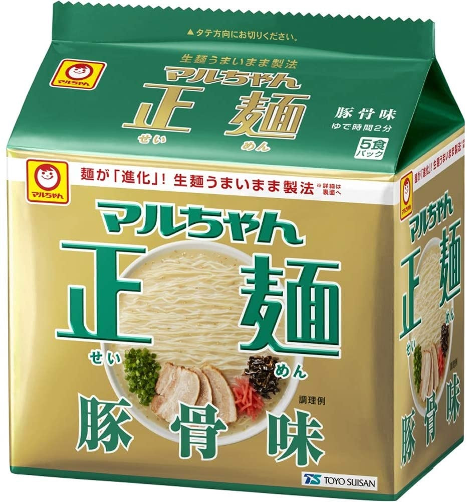 【送料無料】東洋水産 マルちゃん正麺 豚骨味 5食×18個