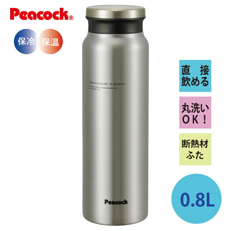 ステンレスボトル マグタイプ 0.8L ステンレス AMZ-80XA ピーコック魔法瓶工業 (4971860031748)