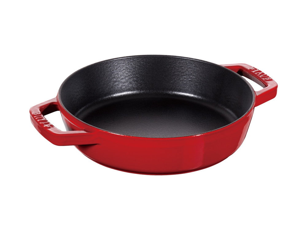 STAUB 両手フライパン ラウンド 20cm 黒 鋳物 深型 両手鍋 20cm 深型