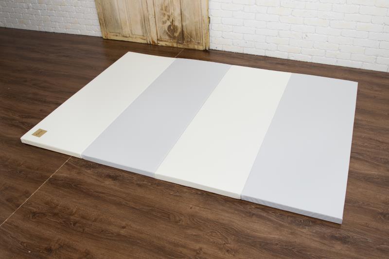 カラズマット 120×160cm グレー プレイマット 赤ちゃん ベビー 防炎 ベビーマット マット クッションマット 防水 防音 大判 お昼寝 フロアマット ベビー 洗える Caraz カラズ 折りたたみ 床暖房対応 リバーシブル 【保証付き】