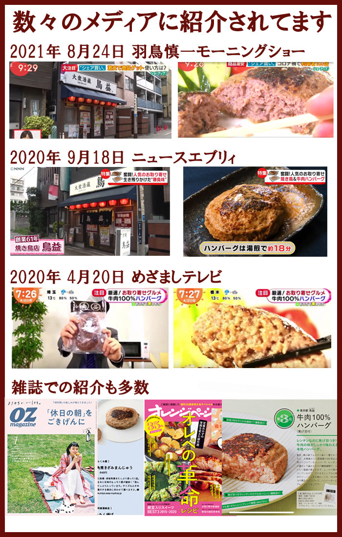 【送料無料】【news every.で紹介】鳥益 牛肉100％  ハンバーグ (焦げ目付)150g×5パック