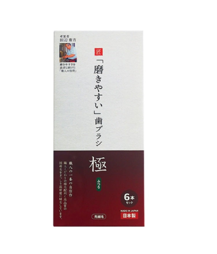 【3人シェア買いでお得】歯ブラシ職人 田辺重吉考案 LT-53「磨きやすい」歯ブラシ 極（ふつう）先細毛 6本セット 小さめヘッド (ゆうパケット送料無料)