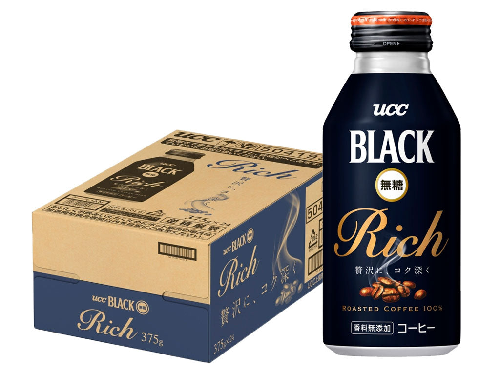【訳あり】【キズ・へこみ有り】【送料無料】UCC 上島珈琲 BLACK 無糖 ブラック RICH リッチ 375ml×24本