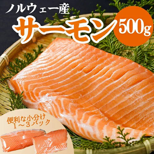ノルウェーサーモン　たっぷり500g！  国内加工 沼津市 お祝い ギフト 真空 冷凍 サーモン 皮つき ふるさと 返礼品 お得 特大 刺身 寿司 生食可 お買い得 お得