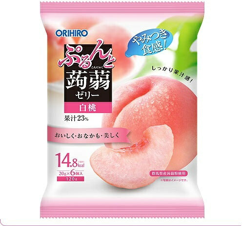 【送料無料】オリヒロ ぷるんと蒟蒻ゼリー パウチ 白桃 [20gパウチ×6個]×24袋入