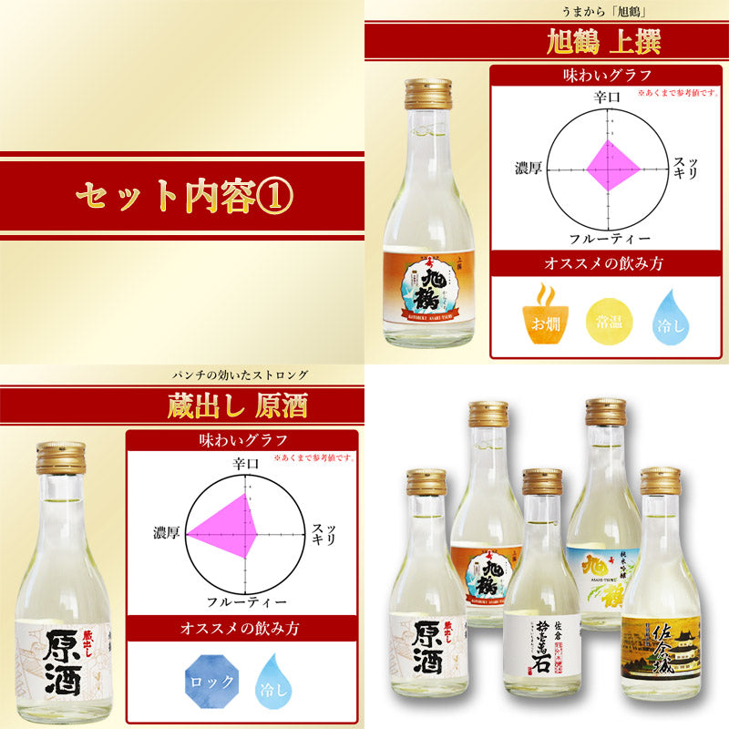 【ミニボトル】日本酒 180ml 5本 飲み比べ セット 旭鶴