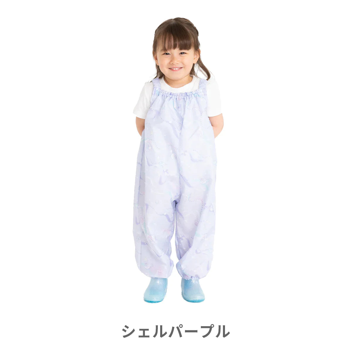 【ドット】Fabhug 撥水プレイウェア お砂場着 遊び着 つなぎ パンツ オーバーオール キッズ ベビー 撥水 女の子 男の子  90cm 100cm かわいい おしゃれ 子供 子ども 柄 ボーダー ドット 収納袋 巾着 レインコート レイングッズ 雨 誕生日 送料無料