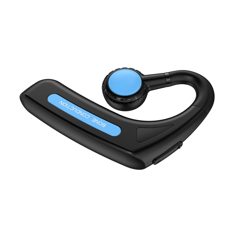 骨伝導 イヤホン Bluetooth 片耳掛け　ワイヤレス マイク付き ヘッドホン(w213)ブルー