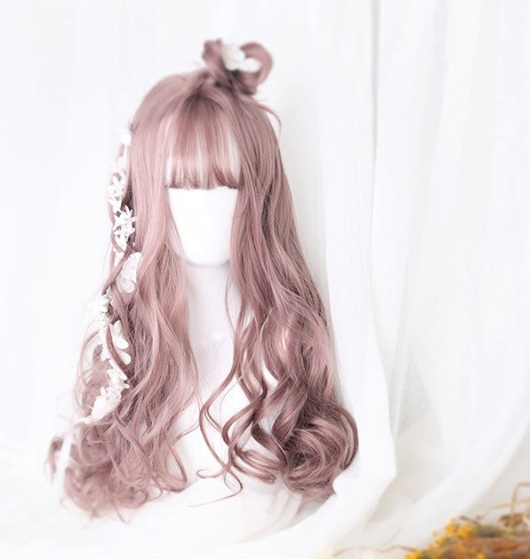 ピンク　ローズ　フルウィッグ 自然 軽量 小顔効果 ナチュラル 調整可能 サラツヤ 姫カット かわいい 綺麗 髪 ストレート 原宿系 ハロウィン コスプレ エクステ 耐熱 wig コミケ 夏コミ