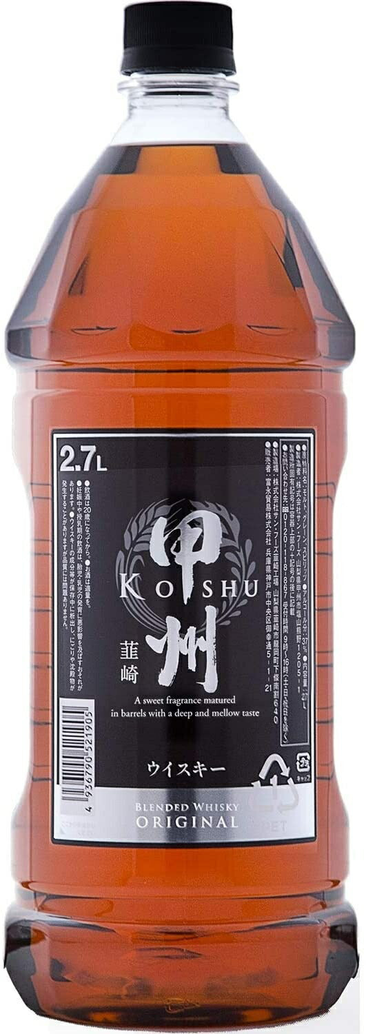 【送料無料】 甲州 韮崎 ウイスキー オリジナル ペットボトル 2700ml 2.7L×6本【北海道・沖縄県・東北・四国・九州地方は必ず送料がかかります】