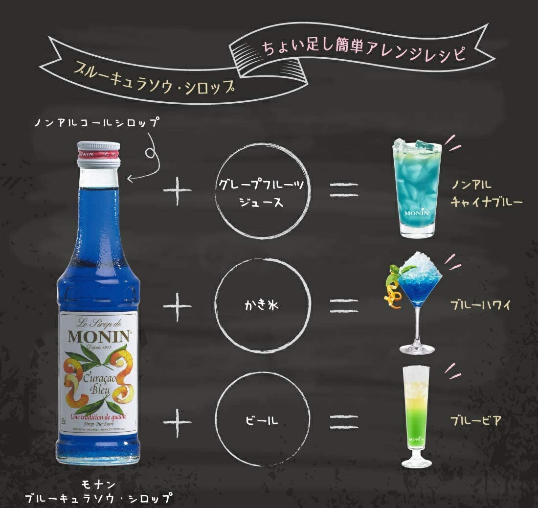 【訳あり】【ラベル汚損品】【送料無料】MONIN モナン ブルーキュラソウ・シロップ 700ml 1本【ご注文は12本まで1個口配送可能】ノンアルコール シロップ