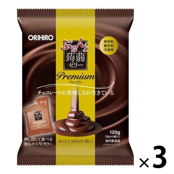 【たっぷり3袋！】ぷるんと蒟蒻ゼリーパウチ プレミアムチョコレート オリヒロ