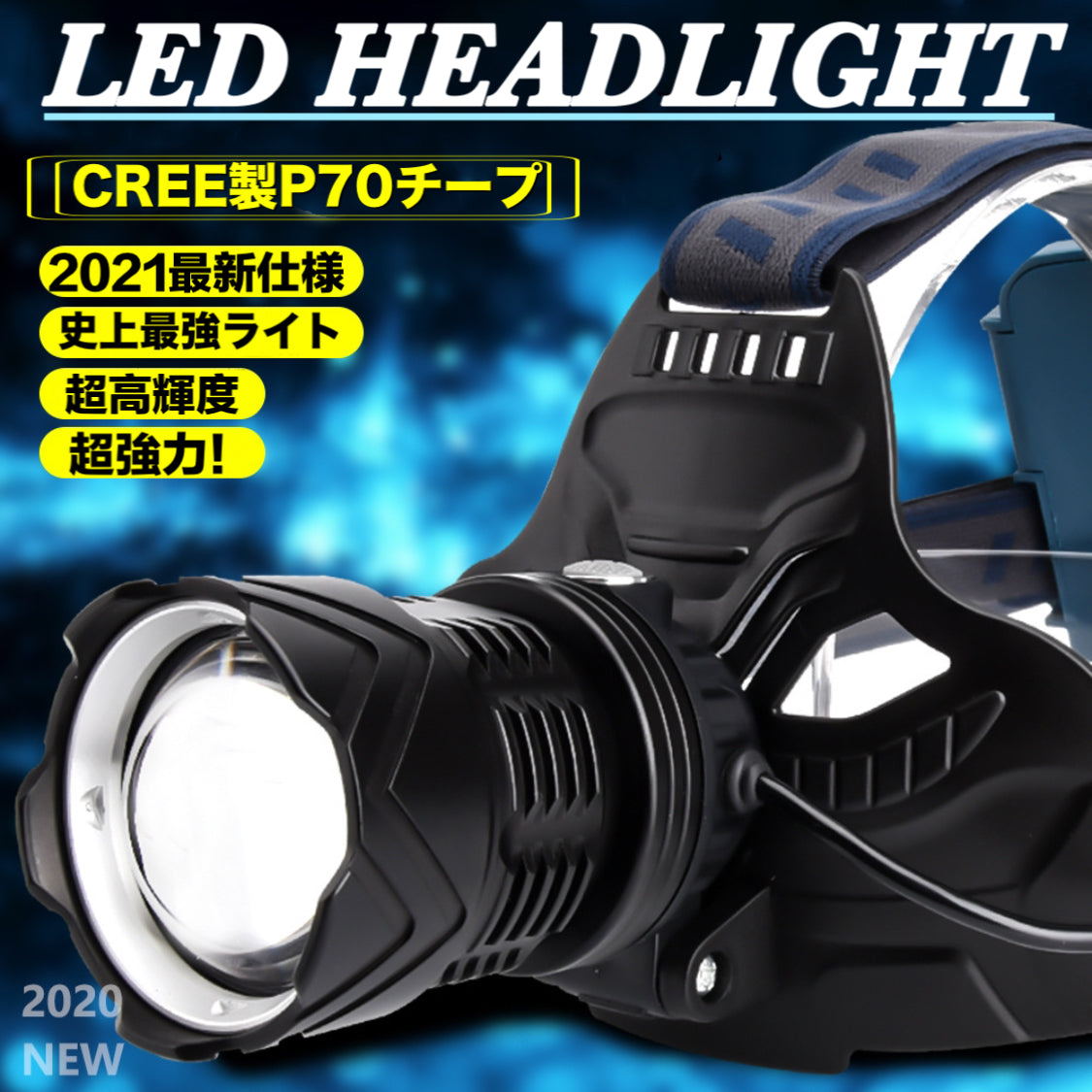 LEDヘッドライト 充電式　5段階の点灯モード(w014)Aタイプ